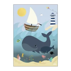 New Plakat - Whales & Waves Børn Til Børneværelset