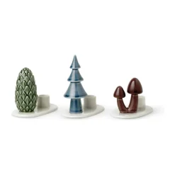 Outlet Winter Stories Flock Mushroom Lysestage - 3 stk. Julepynt|Lysestager